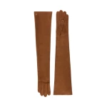 Max Mara Azzurro Extra Long Suede Gloves in Orange | Gloves | Luxury Shoes 