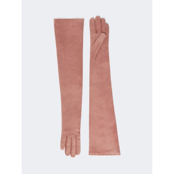 Max Mara Azzurro Extra Long Suede Gloves in Pink | Gloves | Luxury Shoes 