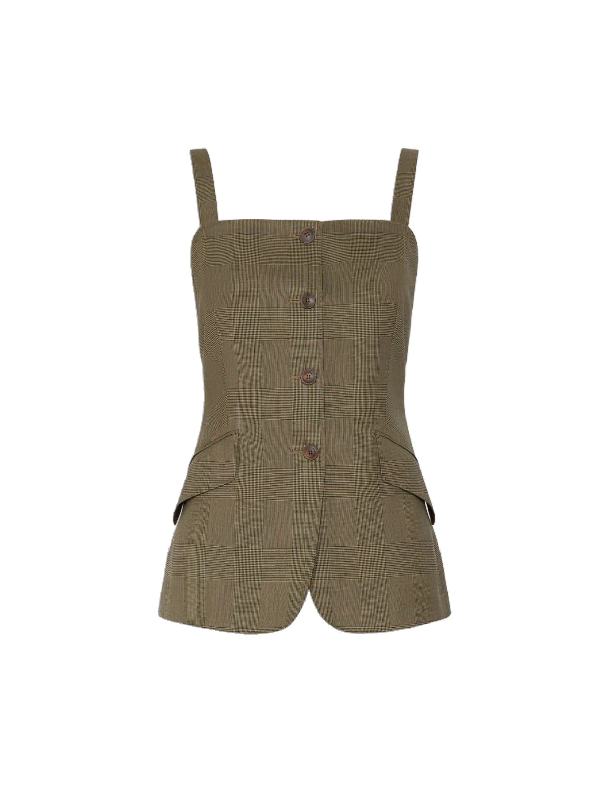 Max Mara Bacca Glen Plaid Wool Gilet in Khaki Max Mara Bacca Glen Plaid Wool Gilet in Khaki | Vests | Luxury Shoes