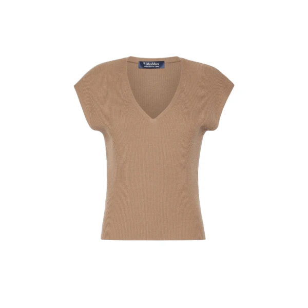 Bacca Ribbed Wool Gilet in Camel