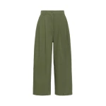Max Mara Bacca Washed Cotton Wide-Leg Trousers in Khaki | Wide leg pants | Luxury Shoes 