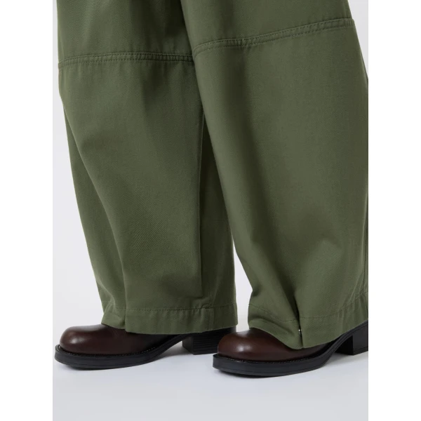 Max Mara Bacca Washed Cotton Wide-Leg Trousers in Khaki | Wide leg pants | Luxury Shoes 