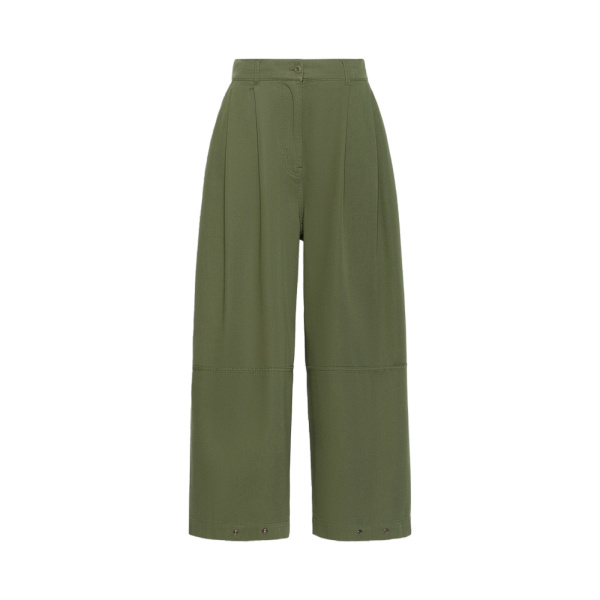 Max Mara Bacca Washed Cotton Wide-Leg Trousers in Khaki | Wide leg pants | Luxury Shoes 