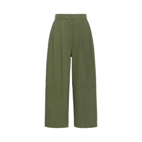 Bacca Washed Cotton Wide-Leg Trousers in Khaki