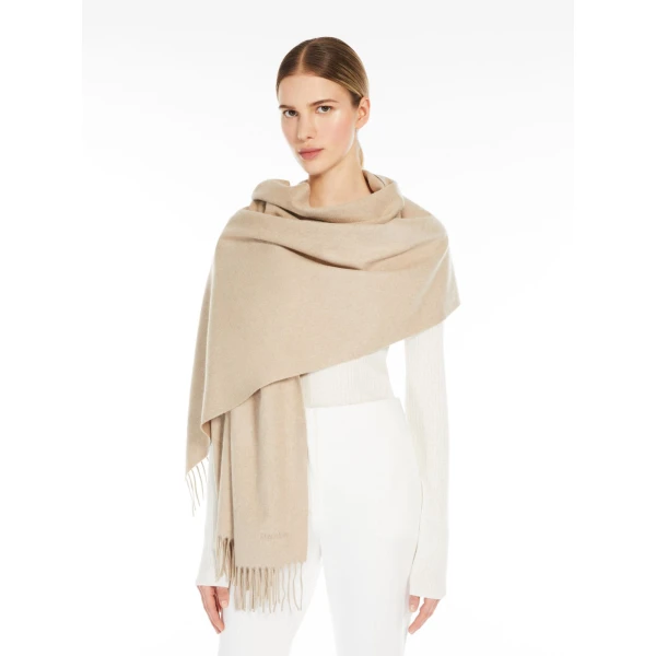 Max Mara Baci Cashmere Logo Stole in Beige | Scarves | Luxury Shoes 