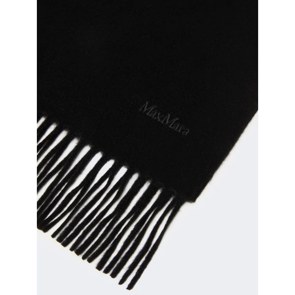 Max Mara Baci Cashmere Logo Stole in Black | Scarves | Luxury Shoes 