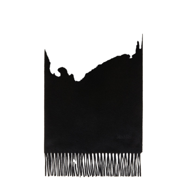 Max Mara Baci Cashmere Logo Stole in Black | Scarves | Luxury Shoes 