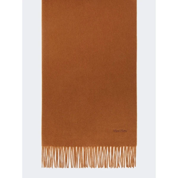 Max Mara Baci Cashmere Logo Stole in Tobacco | Scarves | Luxury Shoes 