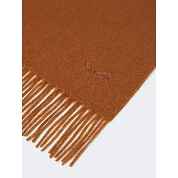 Max Mara Baci Cashmere Logo Stole in Tobacco | Scarves | Luxury Shoes 