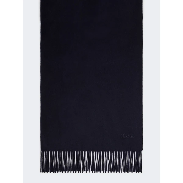 Max Mara Baci Cashmere Logo Stole in Ultramarine | Scarves | Luxury Shoes 