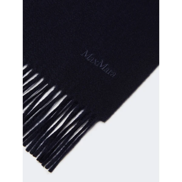 Max Mara Baci Cashmere Logo Stole in Ultramarine | Scarves | Luxury Shoes 