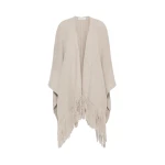 Max Mara Bacini Wool and Cashmere Fringed Cape in Beige | Jackets | Luxury Shoes 