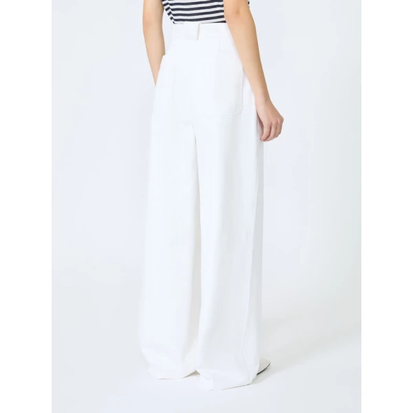 Max Mara Badesse Cotton Bull Denim Wide-Leg Trousers in White | Denim | Luxury Shoes 
