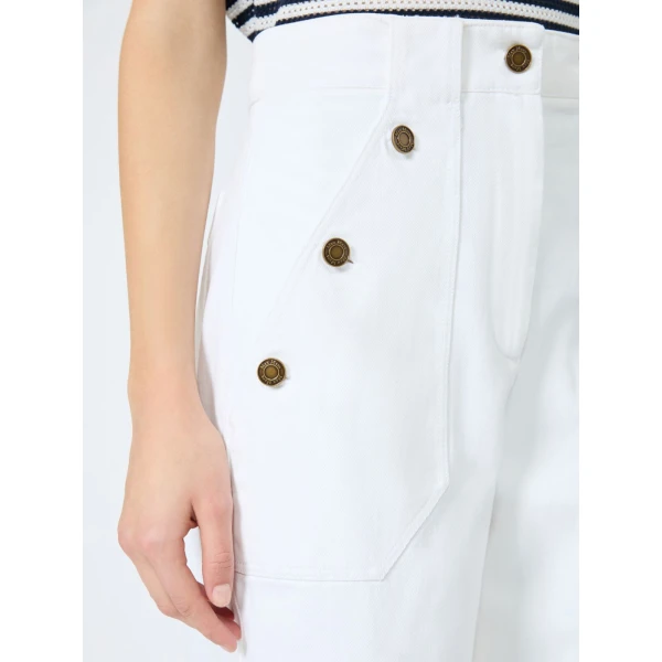 Max Mara Badesse Cotton Bull Denim Wide-Leg Trousers in White | Denim | Luxury Shoes 