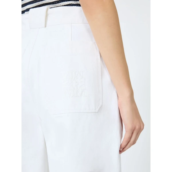 Max Mara Badesse Cotton Bull Denim Wide-Leg Trousers in White | Denim | Luxury Shoes 