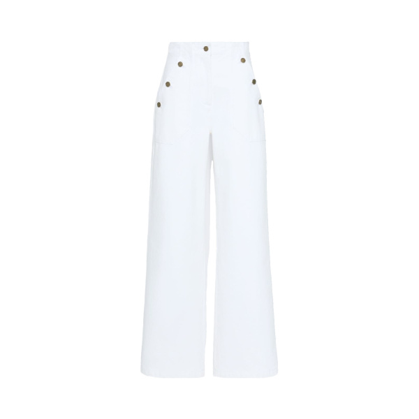 Max Mara Badesse Cotton Bull Denim Wide-Leg Trousers in White | Denim | Luxury Shoes 