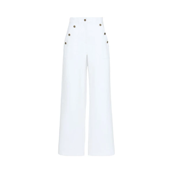 Max Mara Badesse Cotton Bull Denim Wide-Leg Trousers in White | Denim | Luxury Shoes 