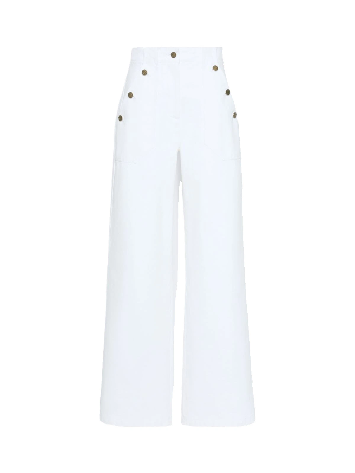 Max Mara Badesse Cotton Bull Denim Wide-Leg Trousers in White Max Mara Badesse Cotton Bull Denim Wide-Leg Trousers in White | Denim | Luxury Shoes