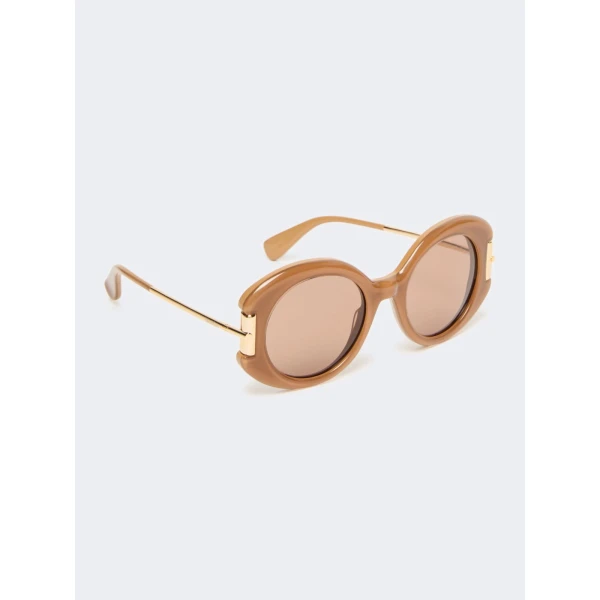 Max Mara Badia Round Acetate Glasses in Camel | Sunglasses | Luxury Shoes 