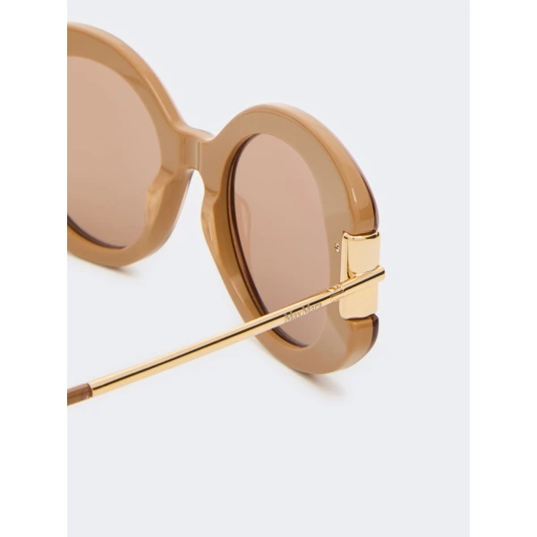 Max Mara Badia Round Acetate Glasses in Camel | Sunglasses | Luxury Shoes 