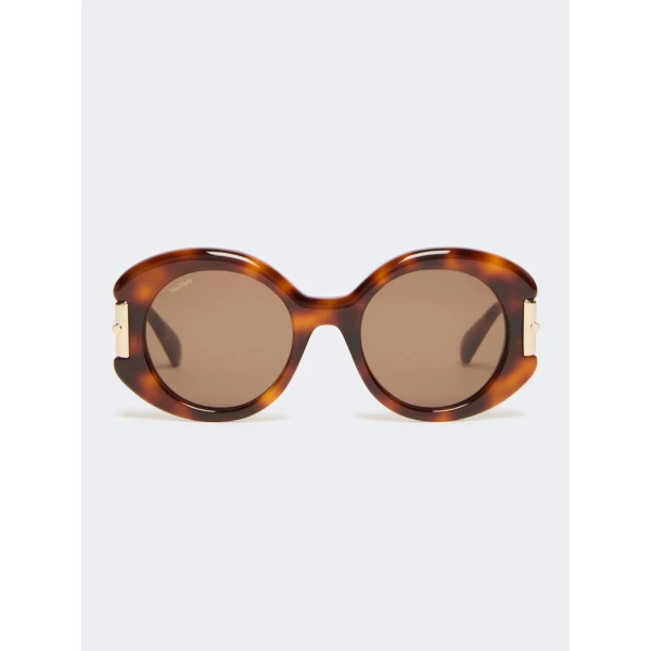Max Mara Badia Round Acetate Glasses in Tawny Bronze Brown | Sunglasses | Luxury Shoes 
