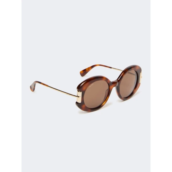 Max Mara Badia Round Acetate Glasses in Tawny Bronze Brown | Sunglasses | Luxury Shoes 