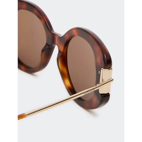 Max Mara Badia Round Acetate Glasses in Tawny Bronze Brown | Sunglasses | Luxury Shoes 