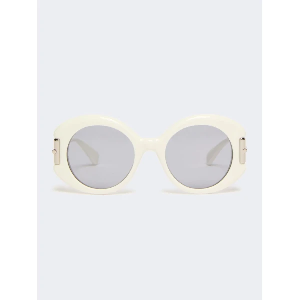 Max Mara Badia Round Acetate Glasses in White | Sunglasses | Luxury Shoes 