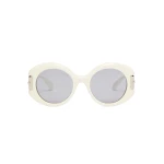 Max Mara Badia Round Acetate Glasses in White | Sunglasses | Luxury Shoes 