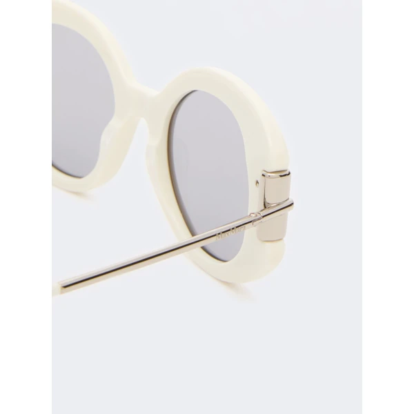 Max Mara Badia Round Acetate Glasses in White | Sunglasses | Luxury Shoes 