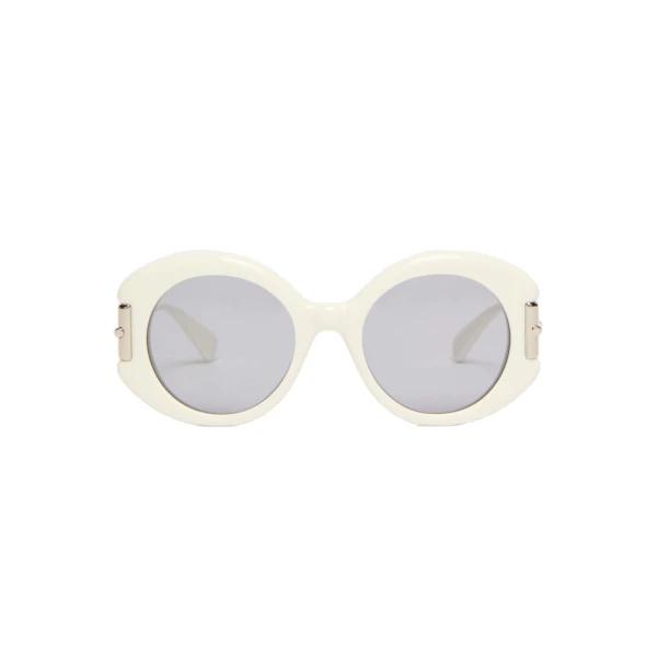 Max Mara Badia Round Acetate Glasses in White | Sunglasses | Luxury Shoes 