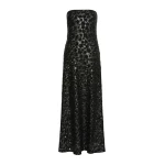 Max Mara Baffo Embroidered Tulle Bustier Gown in Black | Maxi Dresses | Luxury Shoes 