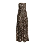 Max Mara Baffo Embroidered Tulle Bustier Gown in Bronze | Maxi Dresses | Luxury Shoes 
