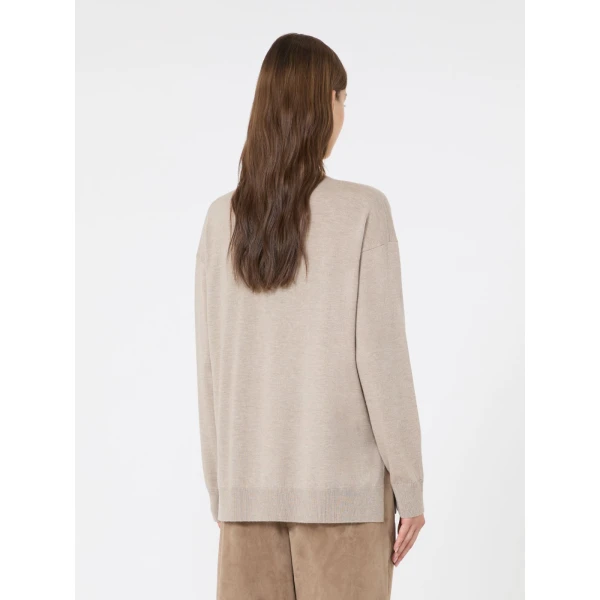 Max Mara Baia Wool V-Neck Cardigan in Beige | Cardigan | Luxury Shoes 