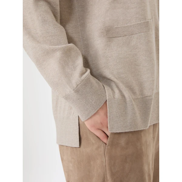Max Mara Baia Wool V-Neck Cardigan in Beige | Cardigan | Luxury Shoes 