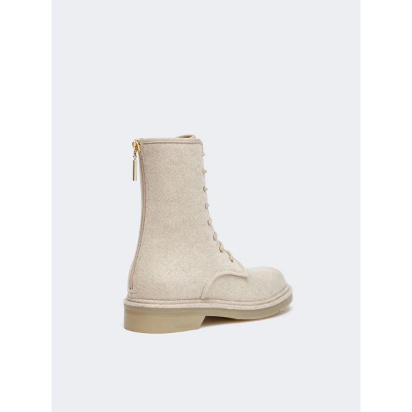 Max Mara Bakerzip Pure Cashmere Combat Boots in Beige | Boots | Luxury Shoes 