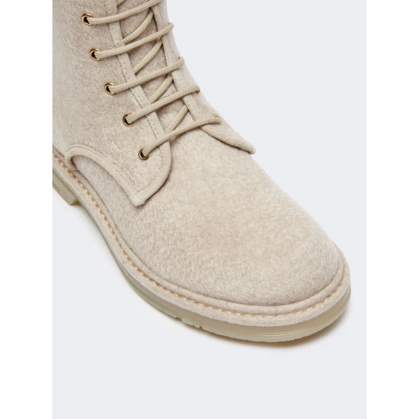 Max Mara Bakerzip Pure Cashmere Combat Boots in Beige | Boots | Luxury Shoes 