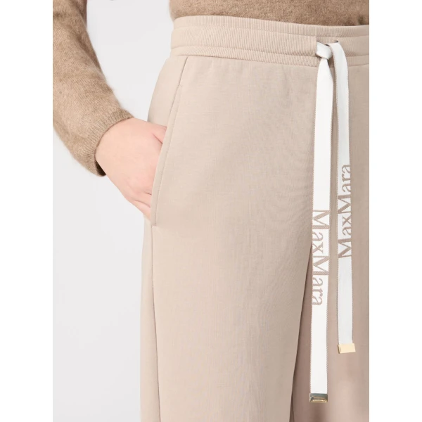 Max Mara Bali Wide-Leg Double Jersey Trousers in Beige | Wide leg pants | Luxury Shoes 