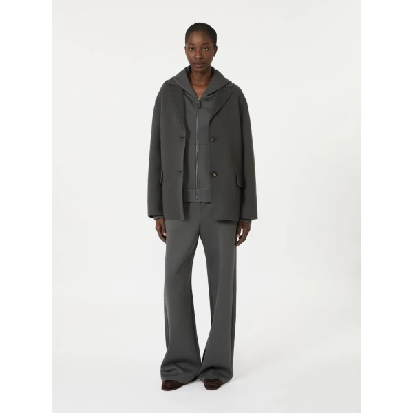 Max Mara Bali Wide-Leg Double Jersey Trousers in Dark Grey | Wide leg pants | Luxury Shoes 