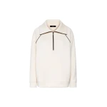 Max Mara Ballata Scuba Jersey Half-Zip Sweatshirt in Ivory | Sweaters | Luxury Shoes 