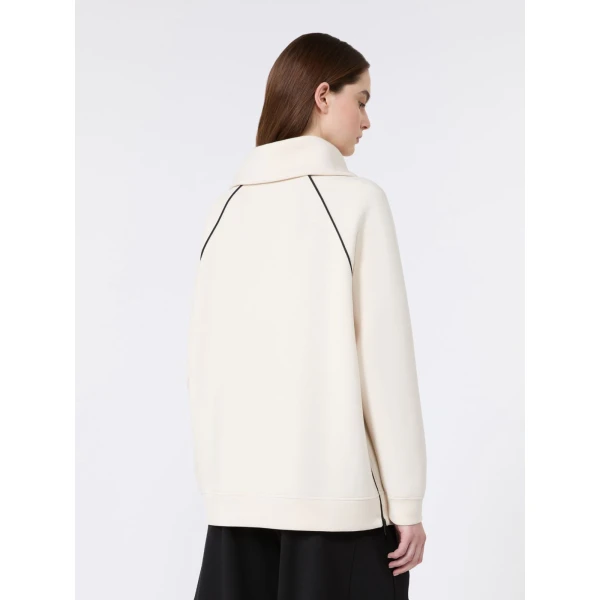 Max Mara Ballata Scuba Jersey Half-Zip Sweatshirt in Ivory | Sweaters | Luxury Shoes 