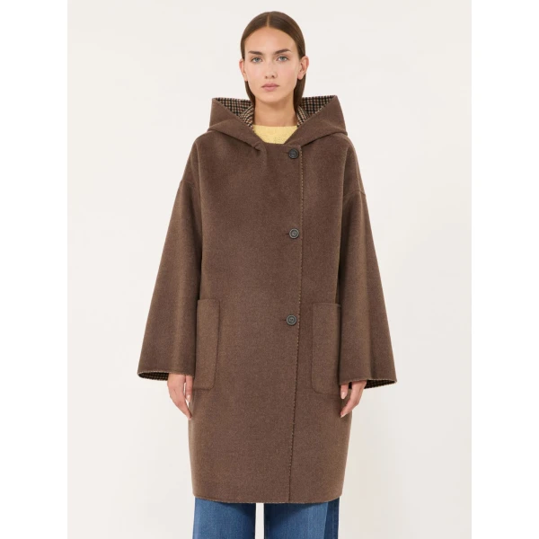 Max Mara Balta Hooded Double Wool Coat in Brown | Wool Coat | Luxury Shoes 