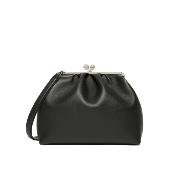Max Mara Bambola XXL Deer Print Leather Pasticcino Bag in Black | Clutch Bags | Luxury Shoes 