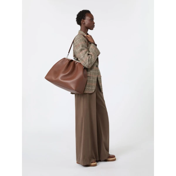 Max Mara Bambola XXL Deer Print Leather Pasticcino Bag in Brown | Clutch Bags | Luxury Shoes 