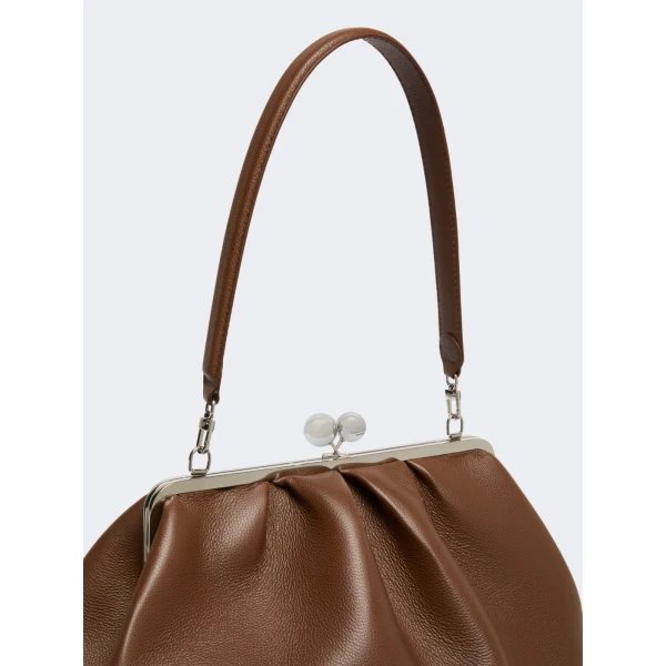 Max Mara Bambola XXL Deer Print Leather Pasticcino Bag in Brown | Clutch Bags | Luxury Shoes 