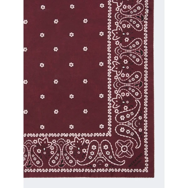 Max Mara Bandanna Print Silk Foulard in Bordeaux | Scarves | Luxury Shoes 