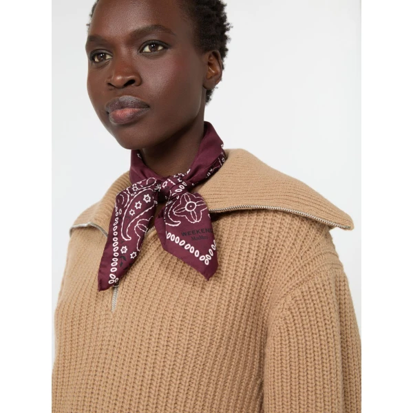 Max Mara Bandanna Print Silk Foulard in Bordeaux | Scarves | Luxury Shoes 