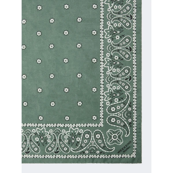 Max Mara Bandanna Print Silk Foulard in Khaki | Scarves | Luxury Shoes 