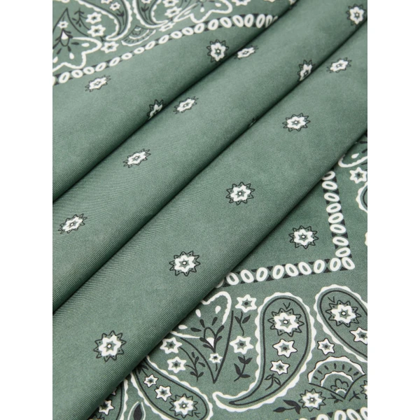 Max Mara Bandanna Print Silk Foulard in Khaki | Scarves | Luxury Shoes 