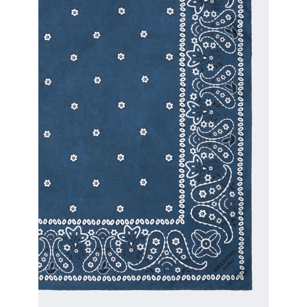 Max Mara Bandanna Print Silk Foulard in Midnight Blue | Scarves | Luxury Shoes 
